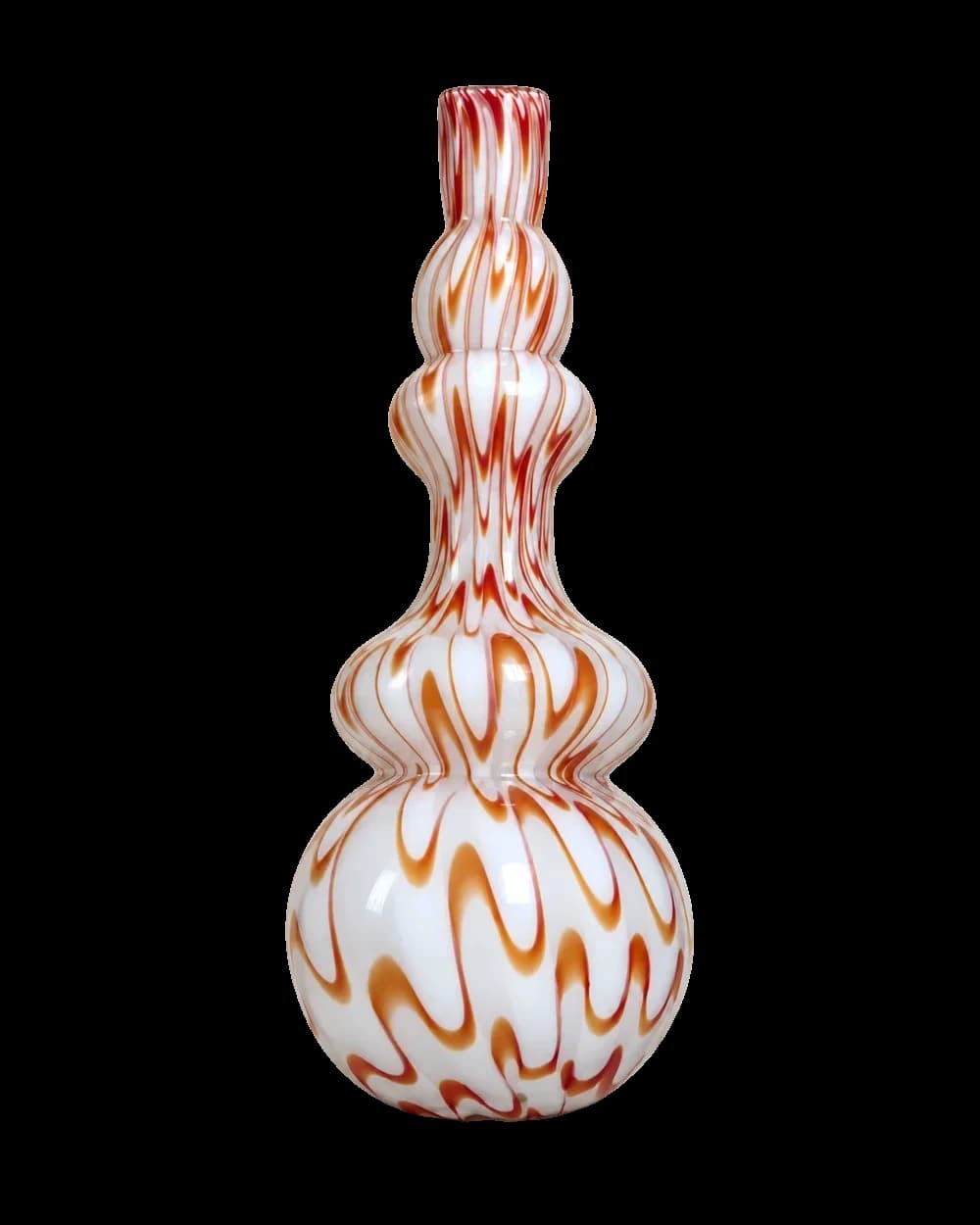 Vaso em vidro artístico com veios laranja